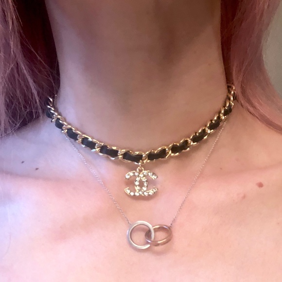 Chanel Gold Crystal Cc Chain Choker 